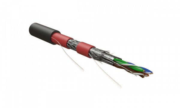 Кабель витая пара Hyperline, SF/UTP, 4 пар., кат. 7, проводник Ø 0,58мм, AWG23, PE, 1000МГц, 1м (500м), тип прокладки: снаружи зданий, цвет: чёрный