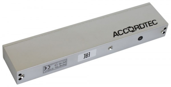 Электромагнитный замок AccordTec, накладной, с планкой, усилие удержания: 350 кг, ML-350AL, с датчиком Холла, с индикацией, цвет: серебро, (AT-02371)