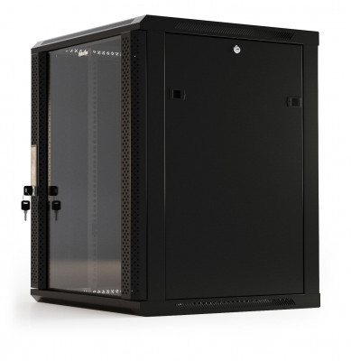Шкаф телекоммуникационный настенный Hyperline TWB-FC, 19", 22U, 1086х600х450 мм (ВхШхГ), дверь: стекло, разборный, цвет: чёрный