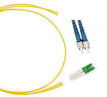 Коммутационный шнур оптический Cabeus Tight Buffer, Duplex LC/FC (APC/UPC), OS2 9/125, LSZH, Ø 3мм, 15м, цвет: жёлтый, (FOP(d)-9-LC/APC-FC/UPC-15m)