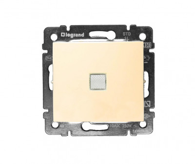 Выключатель Legrand Valena, одноклавишный, с подсветкой, 10А, внутренняя, 58х51 мм (ВхШ), цвет: слоновая кость (774310)