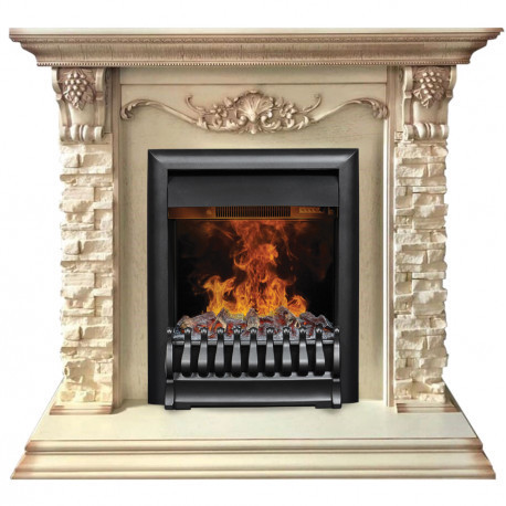 Электрокамин с классическим очагом 3D Real-Flame PATRICIA STD WT с очагом OREGAN 3D