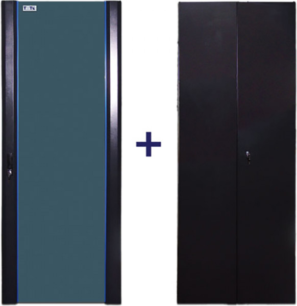 Дверь (к шкафу) TWT, 42U, 800 мм Ш, комплект 2 шт, для шкафов, передняя - стекло, задняя - металл, цвет: серый
