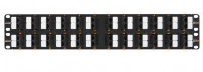 Коммутационная патч-панель Nikomax, 19", 2HU, портов: 48хRJ45/8P8C, кат. 5е, неэкр., 19", цвет: чёрный, (NMC-RP48UD2-AN-2U-BK)
