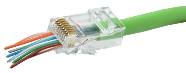 Разъём Hyperline PLEZ-8P8C-U-C6, RJ45(8p8c), кат. 6, неэкр., для одножильного и многожильного кабеля, 100 шт, цвет: прозрачный