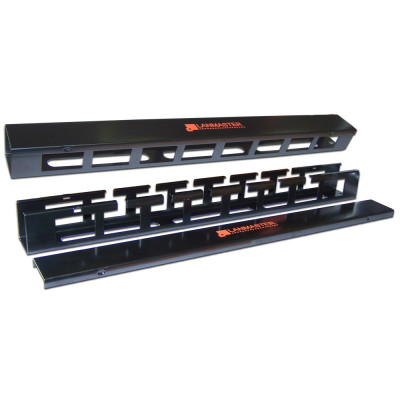 Организатор коммутационных шнуров Lanmaster, 19", 1HU, 482х91 мм (ШхГ), горизонтальный, с крышкой, цвет: чёрный