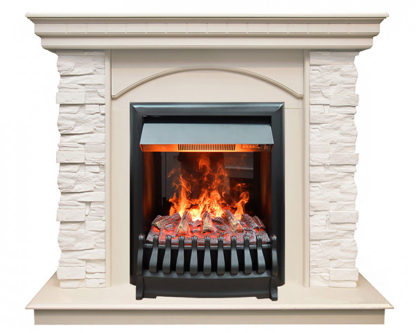 Электрокамин с классическим очагом 3D Real-Flame Elford STD/EUG/25'5/HL WT с очагом 3D Oregan