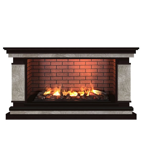 Электрокамин с широким очагом 3D Glenrich Лорд Salsa 3D камень-Марсель/цвет-Венге