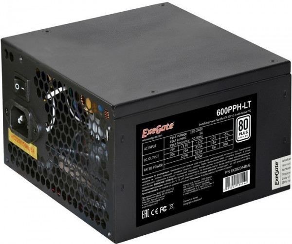 Блок питания 600W ExeGate 600PPH-LT-S OEM