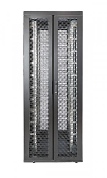 Шкаф серверный напольный Eurolan Rackcenter D9000, 42U, 2044х750х1000 мм (ВхШхГ), дверь: двойная распашная, перфорация, задняя дверь: двойная распашная, перфорация, сварной, цвет: чёрный, (60F-42-7A-97BL)