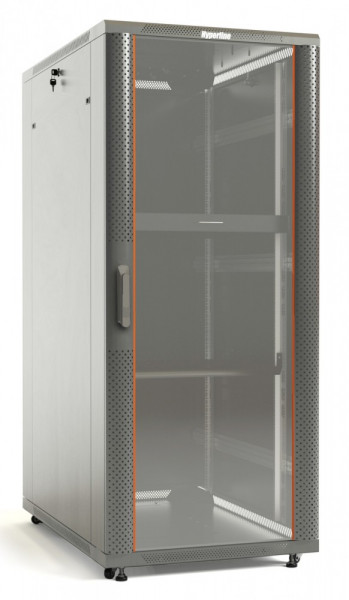 Шкаф телекоммуникационный напольный Hyperline TTB, IP20, 42U, 2055х600х600 мм (ВхШхГ), дверь: стекло, задняя дверь: металл, боковая панель: сплошная, разборный, цвет: серый, (TTB-4266-AS-RAL7035)