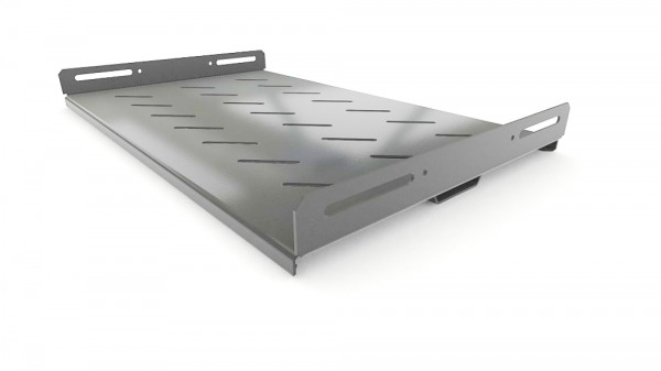 Полка Hyperline TSH3M, перфорированная, усиленная, 1U, 485х300 мм (ШхГ), нагрузка до 50 кг, для шкафов, цвет: серый