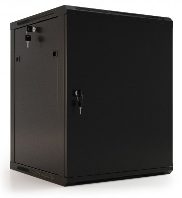 Шкаф телекоммуникационный настенный Hyperline TWB-FC, 19", 15U, 775х600х600 мм (ВхШхГ), дверь: металл, разборный, цвет: чёрный