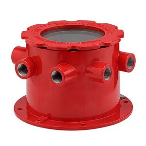 Коробка коммутационная взрывозащищенная на 6 кабельных вводов со смотровым окном ККВ-07е-Ех-А-Р2-СО, красный