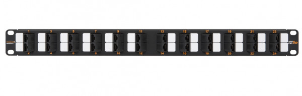 Коммутационная патч-панель Nikomax, 19", 1HU, портов: 24хRJ45/8P8C, кат. 5е, неэкр., 19", цвет: чёрный, (NMC-RP24UD2-AN-1U-BK)
