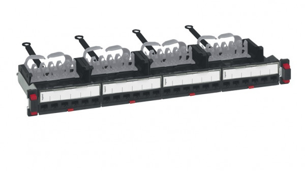 Коммутационная патч-панель Legrand LCS3, 19", 1HU, портов: 24 х RJ45, кат. 6, экр., цвет: чёрный, (033761)