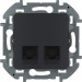 Розетка компьютерная Legrand INSPIRIA, 2x RJ45, кат. 6, неэкр., 75,8х75,8 мм (ВхШ), цвет: антрацит, (LEG.673843)