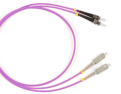 Коммутационный шнур оптический Hyperline, Duplex SC/ST, OM4 50/125, LSZH, Ø 2мм, 3м, цвет: маджента, (FC-D2-504-SC/PR-ST/PR-H-3M-LSZH-MG)