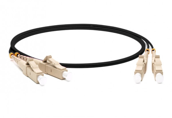 Коммутационный шнур оптический Hyperline, Duplex LC/LC, OM4 50/125, LSZH, Ø 3мм, 15м, цвет: чёрный, (FC-D3-504-LC/PR-LC/PR-H-15M-LSZH-BK)