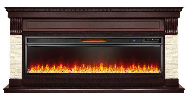 Линейный электрокамин Royal Flame Denver 60 (темный дуб / бежевый) с очагом Vision 60 LED