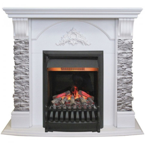 Электрокамин с классическим очагом 3D Real-Flame Athena GR STD/EUG/25/25'5 WT с очагом 3D Oregan