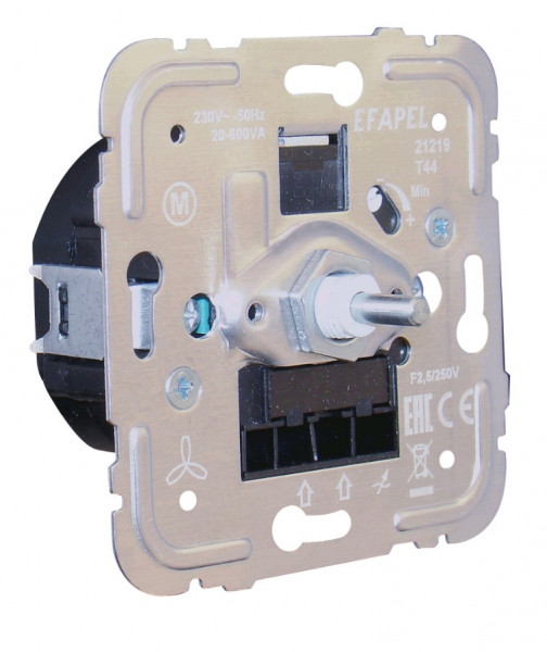 Диммер Efapel MEC21, с поворотной ручкой, без подсветки, цвет: металл, 600 вa (21219)