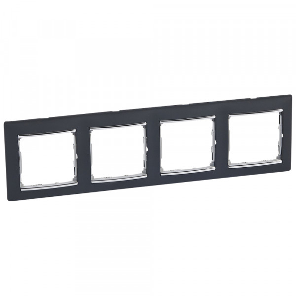 Рамка Legrand Valena, 4 поста, 82х295х11 мм (ВхШхГ), плоская, универсальный, цвет: ноктюрн/серебряный штрих (LEG.770394)