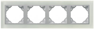 Рамка Efapel Logus90, 4 поста, плоская, универсальная, цвет: стекло/алюминий, линейка "Стекло" (90940 TCA)