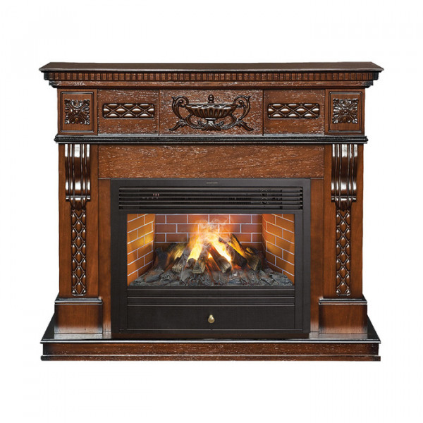 Электрокамин с широким очагом 3D Real-Flame Corsica Lux 26 AO с очагом 3D Novara