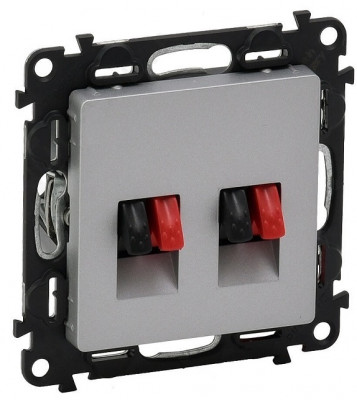 Розетка акустическая Legrand Valena Life, 2x 4 мм2 клеммы, экр., внешняя, 51х58 мм (ВхШ), цвет: алюминий, (LEG.753678)