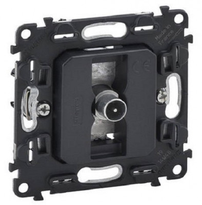 Розетка проходная Legrand Valena Life/Allure, 1x TV, экр., внешняя, 51х58 мм (ВхШ), цвет: чёрный, (LEG.753067)