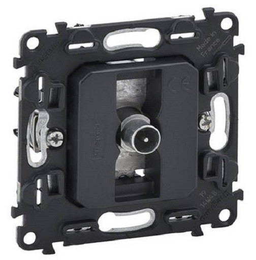 Розетка проходная Legrand Valena Life/Allure, 1x TV, экр., внешняя, 51х58 мм (ВхШ), цвет: чёрный, (LEG.753067)