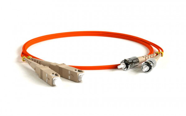 Коммутационный шнур оптический Hyperline, Duplex SC/ST, OM1 62,5/125, LSZH, Ø 3мм, 10м, цвет: чёрный, (FC-D3-62-SC/PR-ST/PR-H-10M-LSZH-BK)