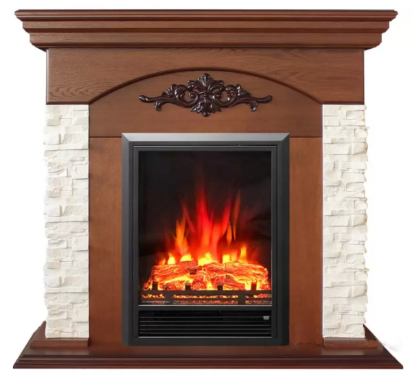 Электрокамин с классическим очагом 2D Real-Flame Neapolis STD/EUG WT (NT-315) с очагом Eugene