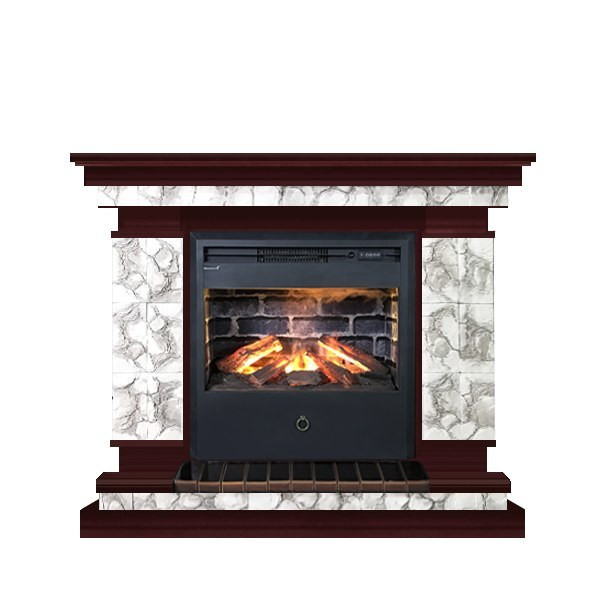 Электрокамин с широким очагом 3D Glenrich Лорд Samba 3D камень-Карелия/цвет-Красное дерево