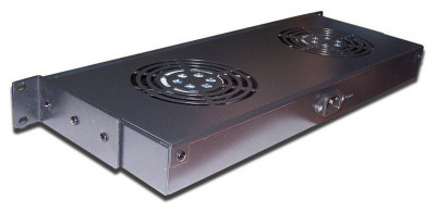 Вентиляторный модуль TWT, с подшипником скольжения, 220V, 1U, 482,6х450 мм (ШхГ), вентиляторов: 6, для шкафов, цвет: чёрный, (с термостатом)