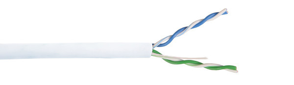 Кабель витая пара ITK, U/UTP, 2 пар., кат. 5е, проводник Ø 0,48мм, AWG24, LSZH, 100МГц, 1м (катушка 500м), (рипкорд), тип прокладки: внутри зданий, цвет: белый