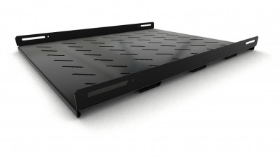 Полка Hyperline TSH3M, перфорированная, усиленная, 1U, 485х850 мм (ШхГ), нагрузка до 50 кг, для шкафов, цвет: чёрный