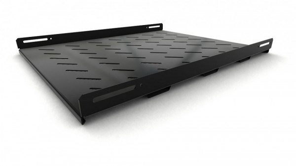 Полка Hyperline TSH3M, перфорированная, усиленная, 1U, 485х850 мм (ШхГ), нагрузка до 50 кг, для шкафов, цвет: чёрный