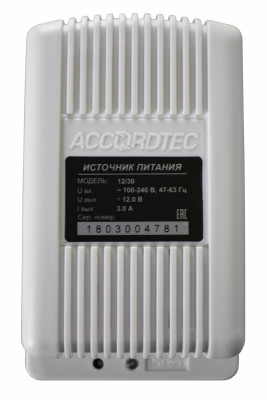 Блок питания AccordTec, пластик, цвет: белый, AT-12/30_White case для СКУД, ОПС, контроля доступа, для видео, помещения, (AT-02461)
