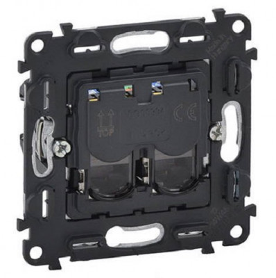 Розетка информационная Legrand Valena Life/Allure, 2x RJ45, кат. 6A, неэкр., внешняя, 51х58 мм (ВхШ), цвет: чёрный, (LEG.753045)