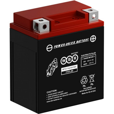 Аккумулятор для ИБП WBR MT, 130х70х113 мм (ВхШхГ),  необслуживаемый свинцово-кислотный,  12V/7 Ач, (MT12-7-A)