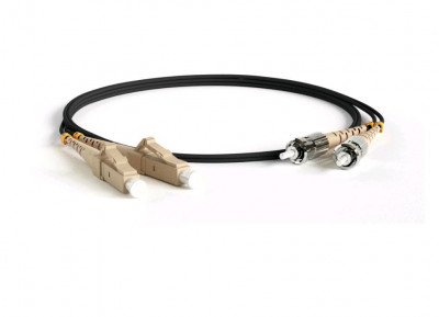 Коммутационный шнур оптический Hyperline, Duplex LC/ST, OM2 50/125, LSZH, Ø 2мм, 10м, цвет: чёрный, (FC-D2-50-LC/PR-ST/PR-H-10M-LSZH-BK)