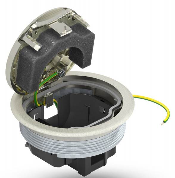 Люк напольный BETTERMANN, никель, тип: GESRN2, 64х130х130 мм (ВхШхД), глубина установки: 70 мм, в пол