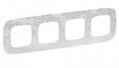 Рамка Legrand Valena Allure, 4 поста, 92х299х10 мм (ВхШхГ), плоская, универсальная, цвет: нарцисс хром (LEG.754344)