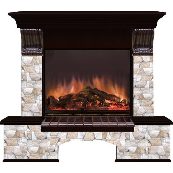 Электрокамин с широким очагом 2D Glenrich Бостон (Arte 23) камень-Арбат/цвет-Венге