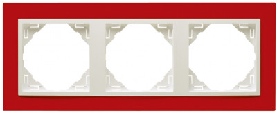 Рамка Efapel Logus90, 3 поста, плоская, универсальная, цвет: красный/лёд, линейка "Анимато" (90930 TVG)