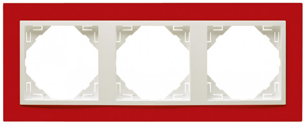 Рамка Efapel Logus90, 3 поста, плоская, универсальная, цвет: красный/лёд, линейка "Анимато" (90930 TVG)