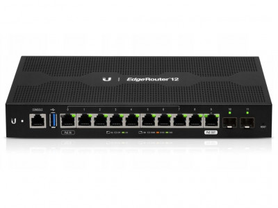 Маршрутизатор Ubiquiti, портов: 11, скорость мб/с: 1 000, 31х268х136 мм (ВхШхГ), цвет: чёрный, ER-12-EU