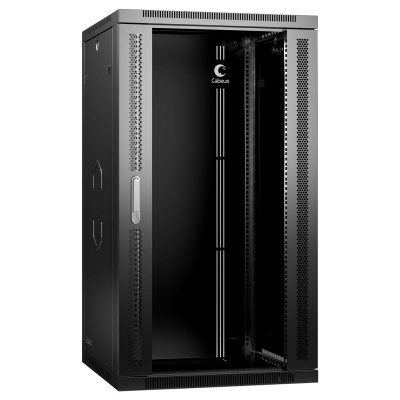 Шкаф телекоммуникационный настенный Cabeus SH-05F, 19", 22U, 1082х600х450 мм (ВхШхГ), дверь: стекло, боковая панель: сплошная съемная, сварной, цвет: чёрный, (съемная панель для крепления шкафа к стене)
